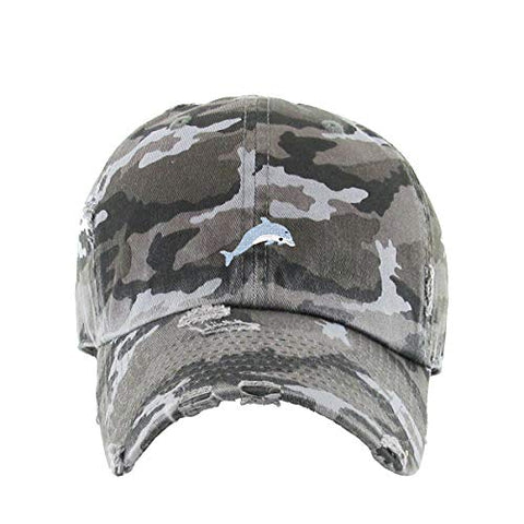 Dolphin Vintage Baseball Cap Embroidered Cotton Adjustable Distressed Dad Hat