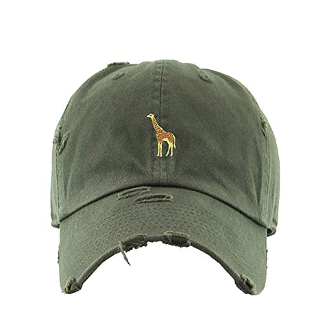 Giraffe Vintage Baseball Cap Embroidered Cotton Adjustable Distressed Dad Hat