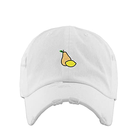 Pear Lemon Vintage Baseball Cap Embroidered Cotton Adjustable Distressed Dad Hat