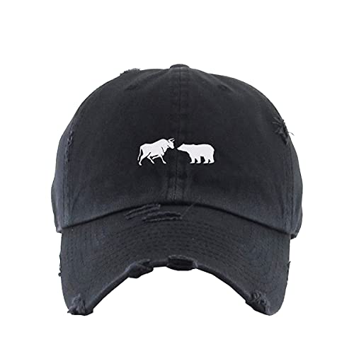 Bull and Bear Market Vintage Baseball Cap Embroidered Cotton Adjustable Distressed Dad Hat