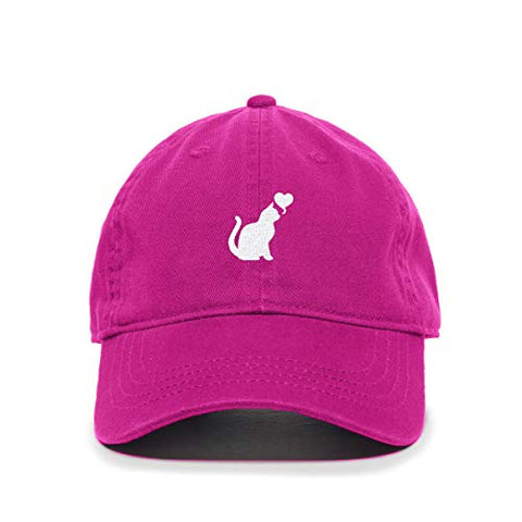 Cat with Heart Baseball Cap Embroidered Cotton Adjustable Dad Hat