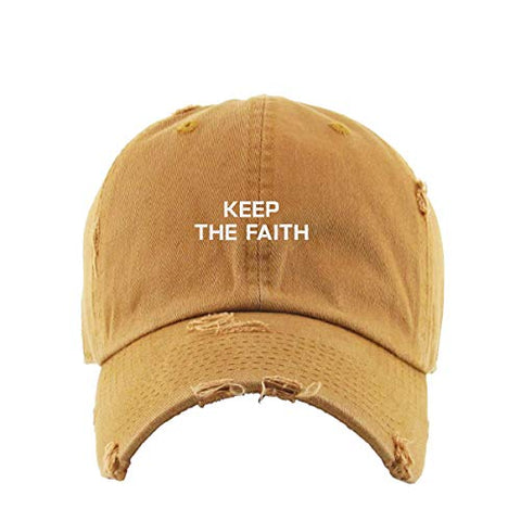 Keep The Faith Vintage Baseball Cap Embroidered Cotton Adjustable Distressed Dad Hat