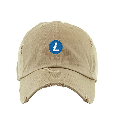 Litecoin Vintage Baseball Cap Embroidered Cotton Adjustable Distressed Dad Hat