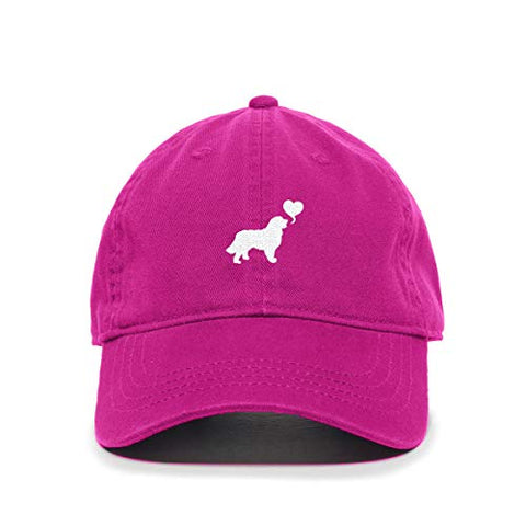 Dog with Heart Baseball Cap Embroidered Cotton Adjustable Dad Hat