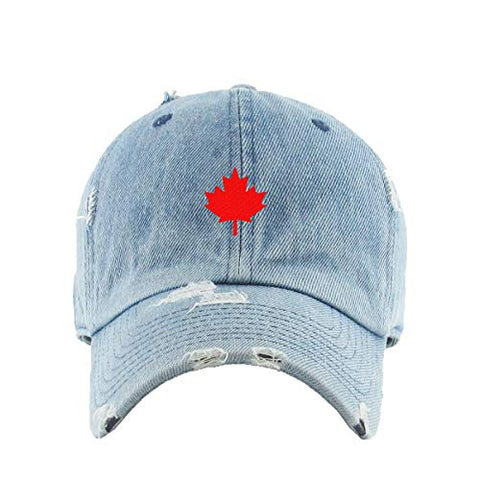 Canada Flag Red Maple Leaf Vintage Baseball Cap Embroidered Cotton Adjustable Distressed Dad Hat