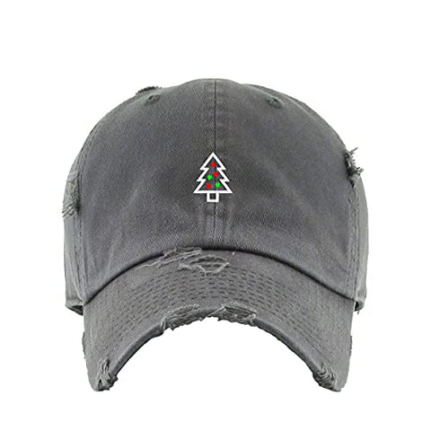 Christmas Tree Vintage Baseball Cap Embroidered Cotton Adjustable Distressed Dad Hat