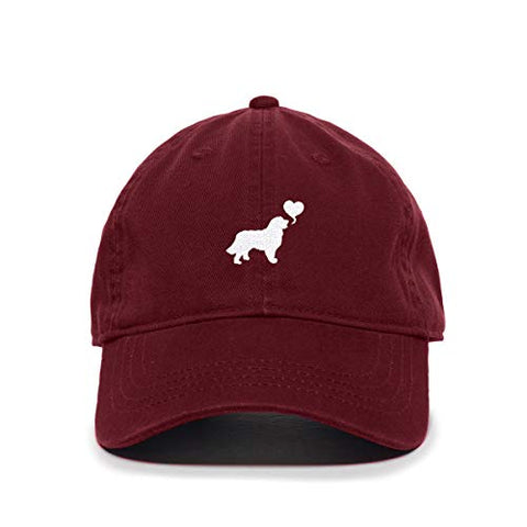 Dog with Heart Baseball Cap Embroidered Cotton Adjustable Dad Hat