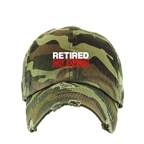 Retired Not Expired Vintage Baseball Cap Embroidered Cotton Adjustable Distressed Dad Hat