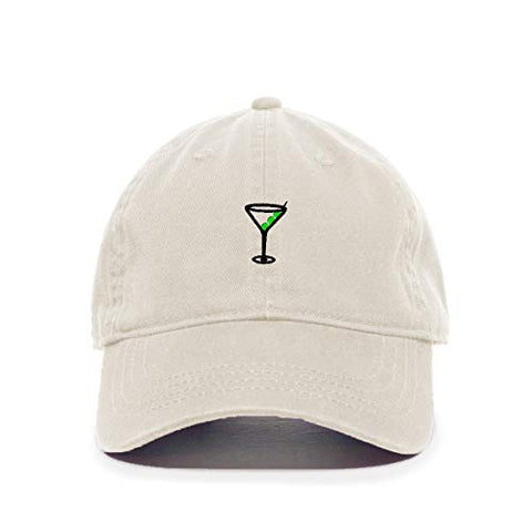 Martini Glass with Olive Baseball Cap Embroidered Cotton Adjustable Dad Hat