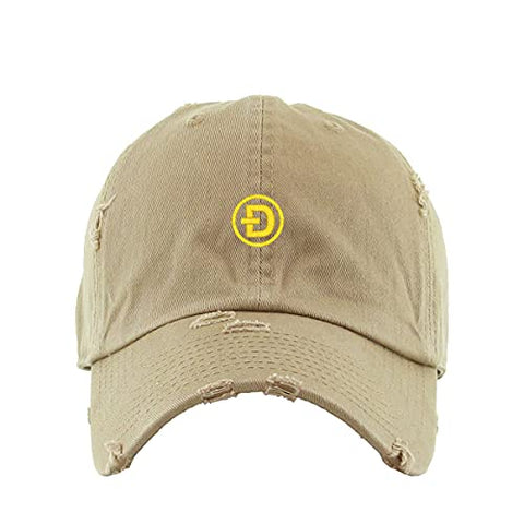 Dogecoin D Vintage Baseball Cap Embroidered Cotton Adjustable Distressed Dad Hat