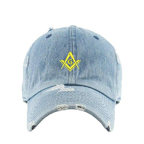 Masonic Symbol Vintage Baseball Cap Embroidered Cotton Adjustable Distressed Dad Hat