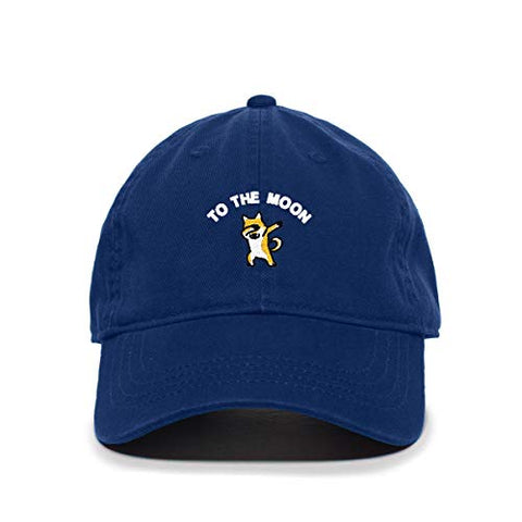 Dogecoin to The Moon Baseball Cap Embroidered Cotton Adjustable Dad Hat