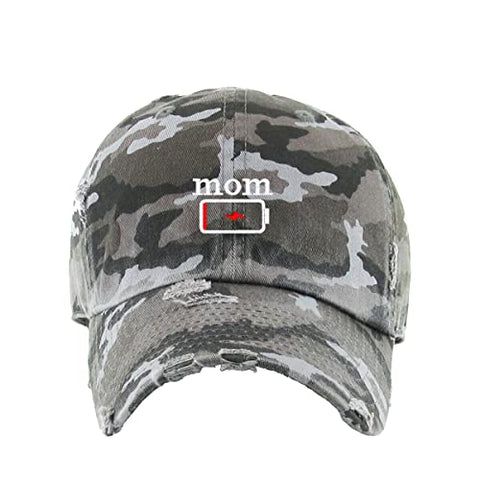 Mom Low Battery Vintage Baseball Cap Embroidered Cotton Adjustable Distressed Dad Hat