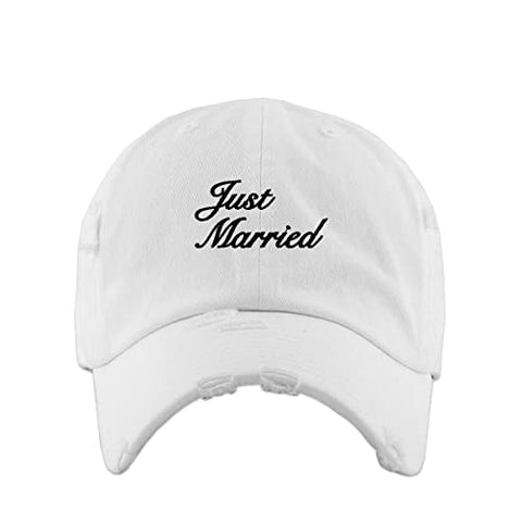 Just Married Vintage Baseball Cap Embroidered Cotton Adjustable Distressed Dad Hat