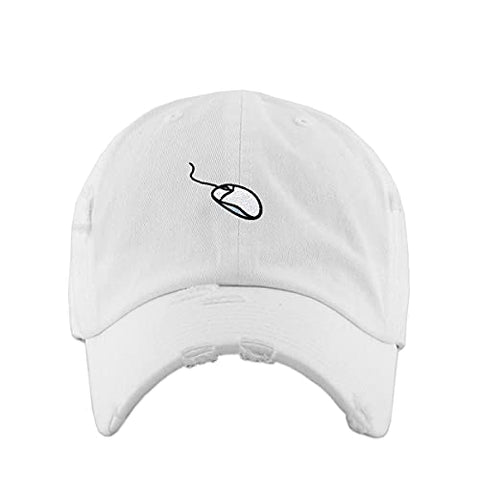 Computer Mouse Vintage Baseball Cap Embroidered Cotton Adjustable Distressed Dad Hat