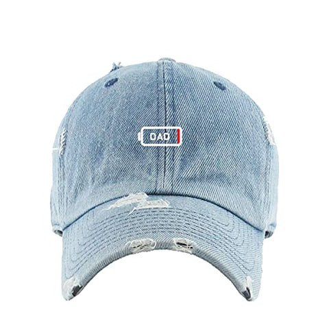 Dad Battery Dying Vintage Baseball Cap Embroidered Cotton Adjustable Distressed Dad Hat