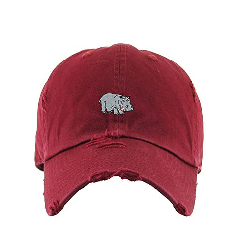 Hippopotamus Vintage Baseball Cap Embroidered Cotton Adjustable Distressed Dad Hat