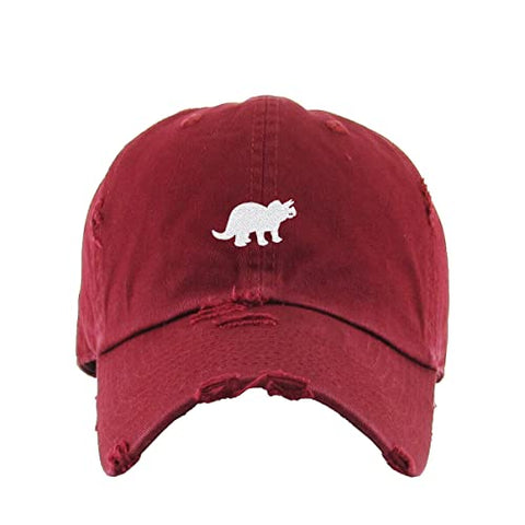 Triceratops Dinosaur Vintage Baseball Cap Embroidered Cotton Adjustable Distressed Dad Hat