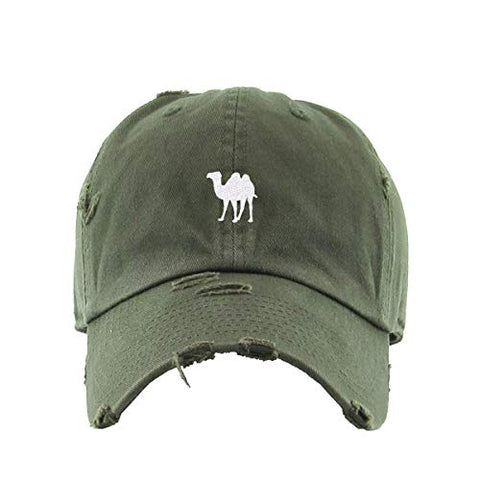 Camel Vintage Baseball Cap Embroidered Cotton Adjustable Distressed Dad Hat