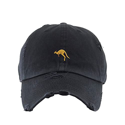 Kangaroo Vintage Baseball Cap Embroidered Cotton Adjustable Distressed Dad Hat