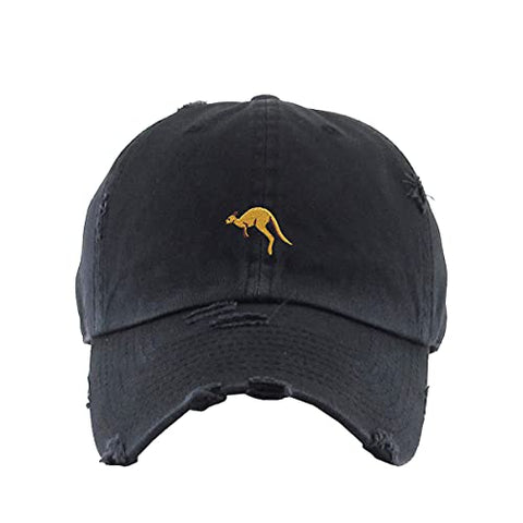 Kangaroo Vintage Baseball Cap Embroidered Cotton Adjustable Distressed Dad Hat