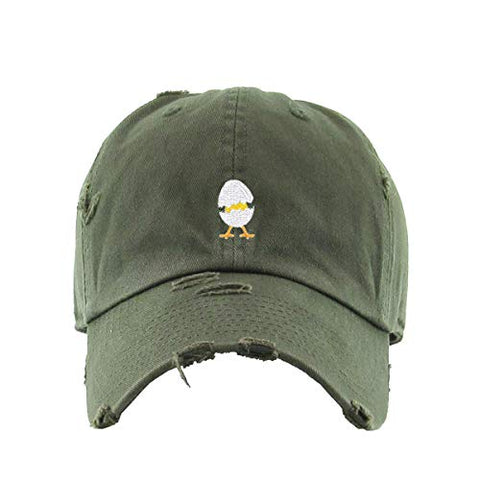 Chick Hatching Vintage Baseball Cap Embroidered Cotton Adjustable Distressed Dad Hat