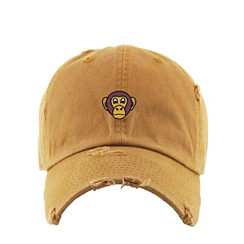 Chimpanzee Head Vintage Baseball Cap Embroidered Cotton Adjustable Distressed Dad Hat