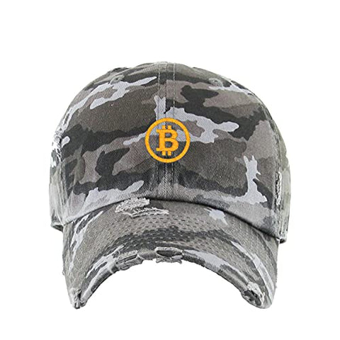 Bitcoin B Vintage Baseball Cap Embroidered Cotton Adjustable Distressed Dad Hat