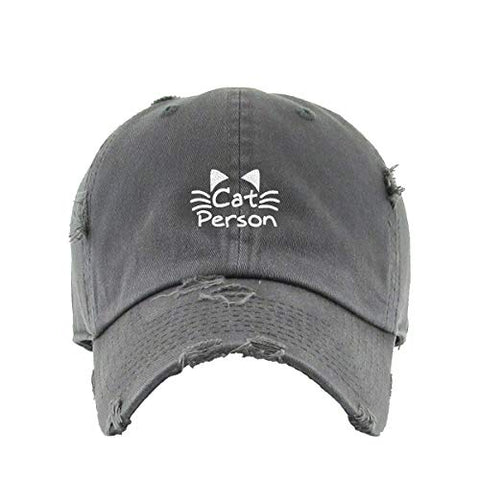 Cat Person Vintage Baseball Cap Embroidered Cotton Adjustable Distressed Dad Hat