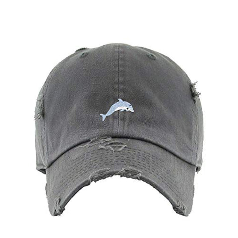 Dolphin Vintage Baseball Cap Embroidered Cotton Adjustable Distressed Dad Hat