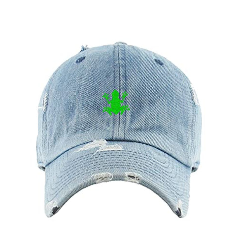 Bullfrog Vintage Baseball Cap Embroidered Cotton Adjustable Distressed Dad Hat