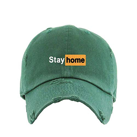 Stay Home Vintage Baseball Cap Embroidered Cotton Adjustable Distressed Dad Hat