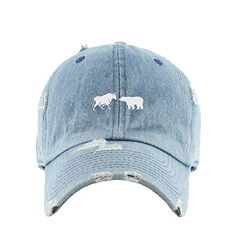 Bull and Bear Market Vintage Baseball Cap Embroidered Cotton Adjustable Distressed Dad Hat