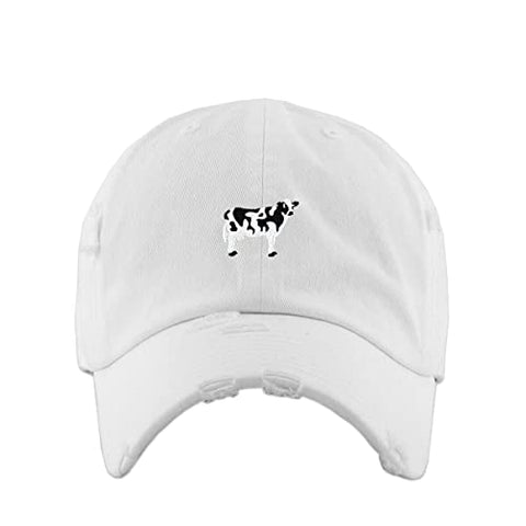 Holstein Dairy Cow Vintage Baseball Cap Embroidered Cotton Adjustable Distressed Dad Hat