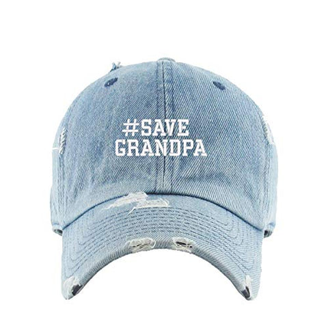 Save Grandpa Vintage Baseball Cap Embroidered Cotton Adjustable Distressed Dad Hat