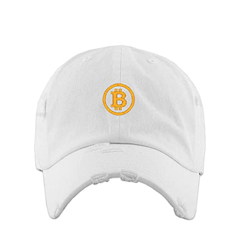 Bitcoin B Vintage Baseball Cap Embroidered Cotton Adjustable Distressed Dad Hat