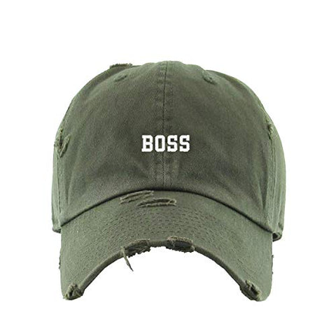 Boss Vintage Baseball Cap Embroidered Cotton Adjustable Distressed Dad Hat