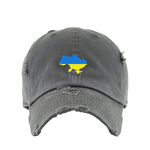 Ukraine Map Vintage Baseball Cap Embroidered Cotton Adjustable Distressed Dad Hat