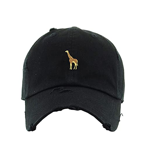 Giraffe Vintage Baseball Cap Embroidered Cotton Adjustable Distressed Dad Hat