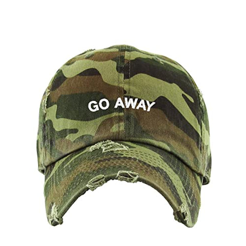 Go Away Vintage Baseball Cap Embroidered Cotton Adjustable Distressed Dad Hat