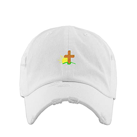 Religious Cross with Sunshine Vintage Baseball Cap Embroidered Cotton Adjustable Distressed Dad Hat