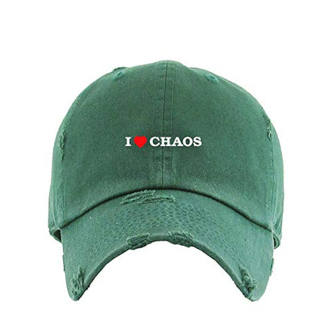 I Love Chaos Vintage Baseball Cap Embroidered Cotton Adjustable Distressed Dad Hat