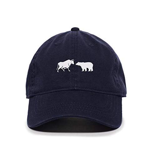 Bull and Bear Market Baseball Cap Embroidered Cotton Adjustable Dad Hat