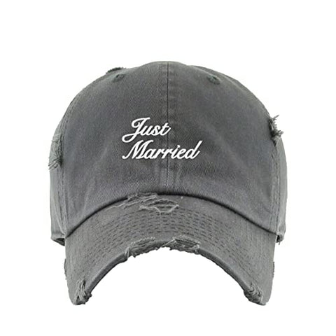 Just Married Vintage Baseball Cap Embroidered Cotton Adjustable Distressed Dad Hat