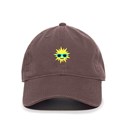 Sun with Sunglasses Baseball Cap Embroidered Cotton Adjustable Dad Hat