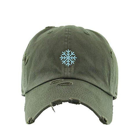 Snowflake Vintage Baseball Cap Embroidered Cotton Adjustable Distressed Dad Hat