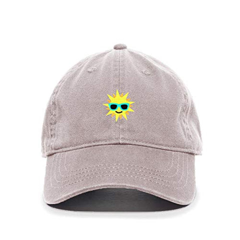 Sun with Sunglasses Baseball Cap Embroidered Cotton Adjustable Dad Hat