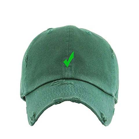 Check Mark Vintage Baseball Cap Embroidered Cotton Adjustable Distressed Dad Hat