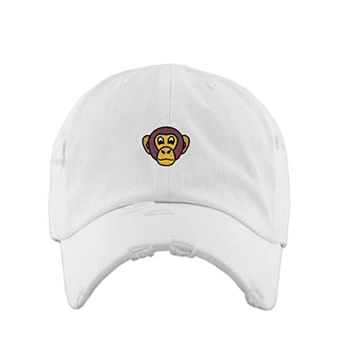 Chimpanzee Head Vintage Baseball Cap Embroidered Cotton Adjustable Distressed Dad Hat