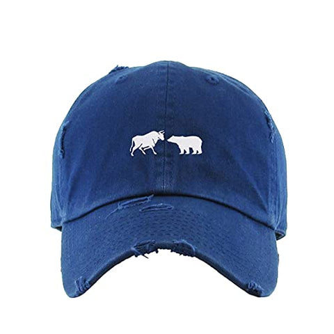 Bull and Bear Market Vintage Baseball Cap Embroidered Cotton Adjustable Distressed Dad Hat